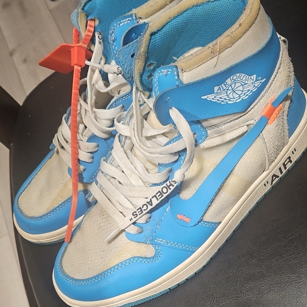 Air Jordan Blue and White High-Top Sneakers